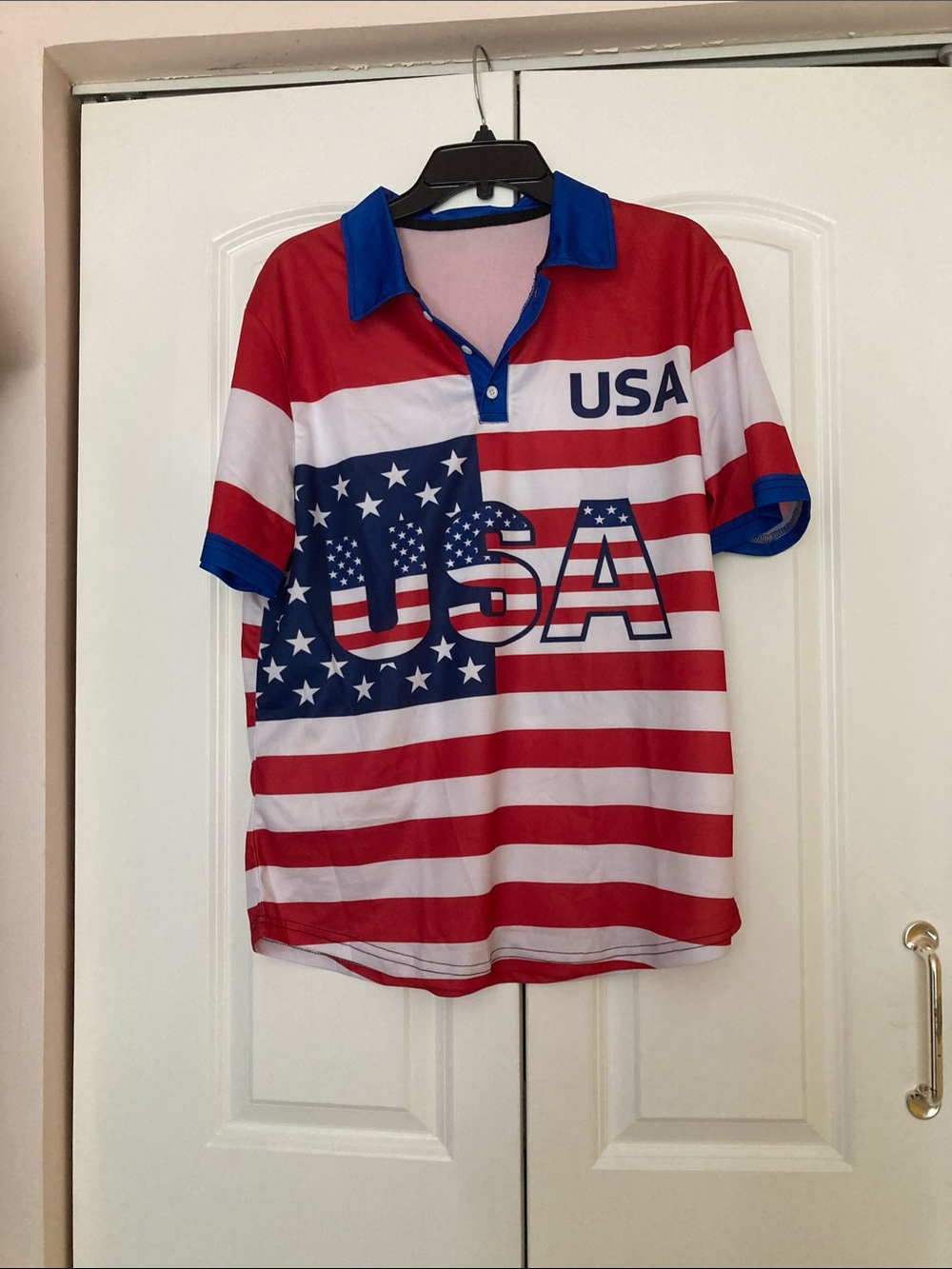 USA Patriotic Short Sleeve Polo Shirt - Red, White & Blue